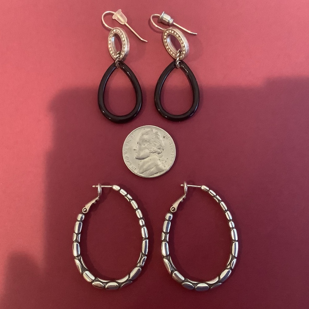 Lot of Brighton Earrings EUC! Neptune's Rings   and Pebble Oval Hoop Earrings